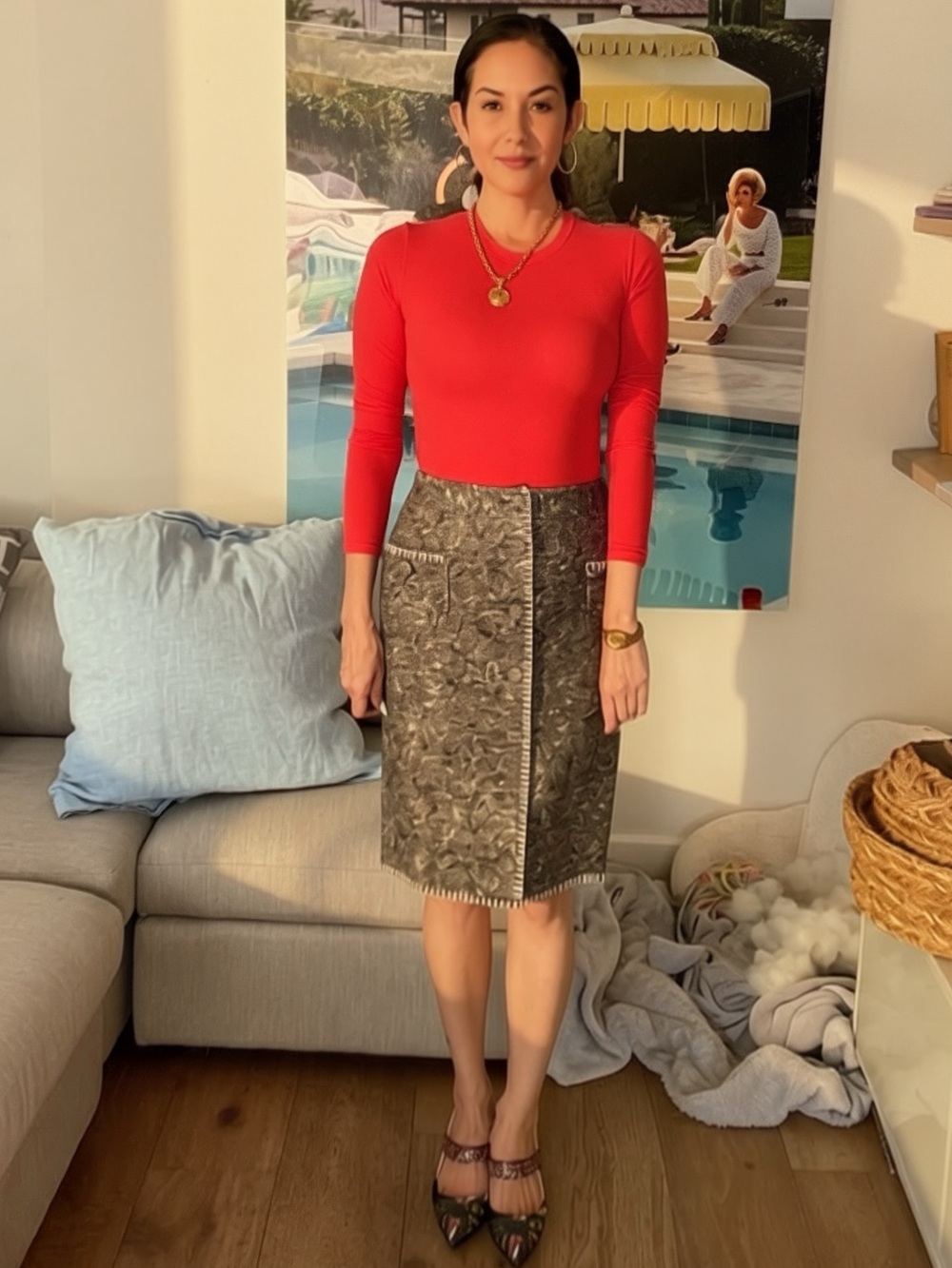 NWT Moschino Couture Virgin Wool Button Front Pencil Skirt IT 38